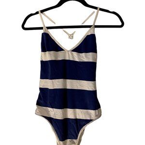 WOMEN'S SECRET - Blue and White Striped One-Piece Bathing Suit (L)